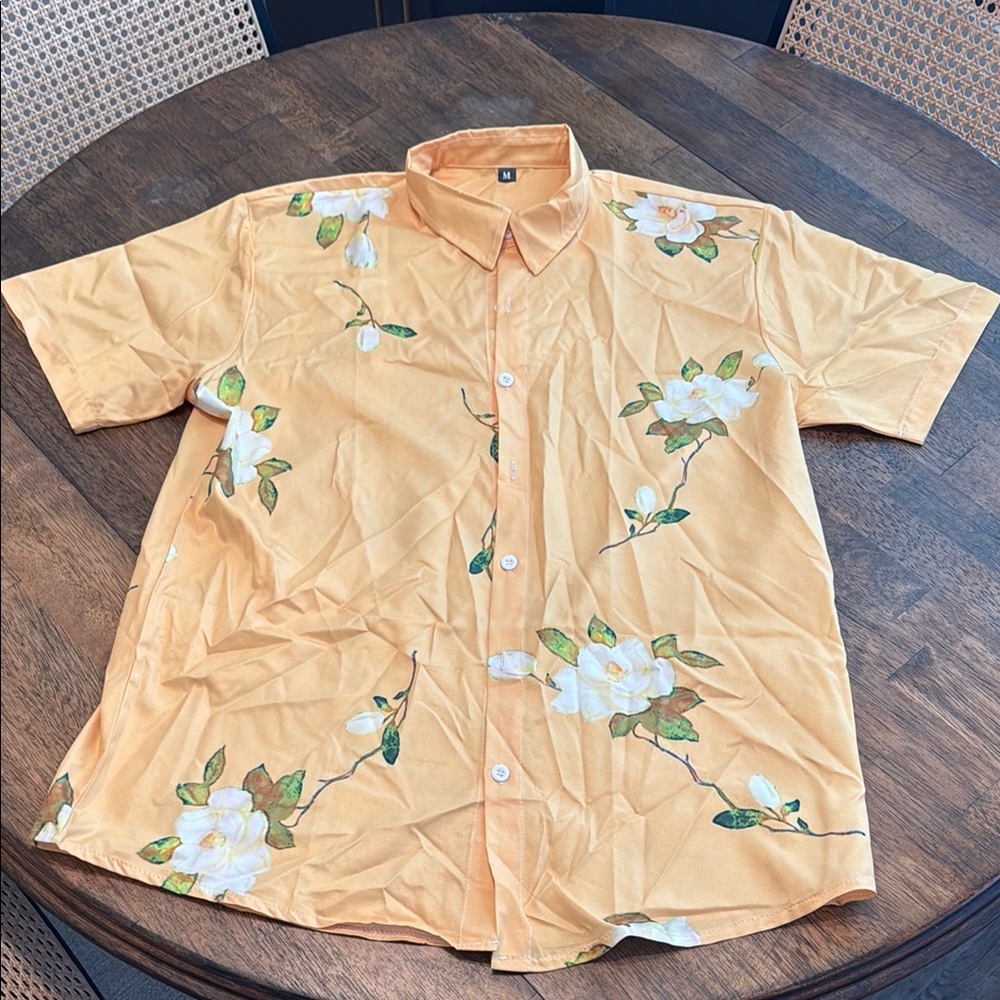 Floral Men's Shirt in Orange